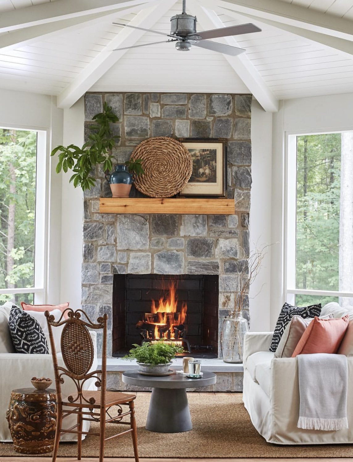 Bright room with forest view