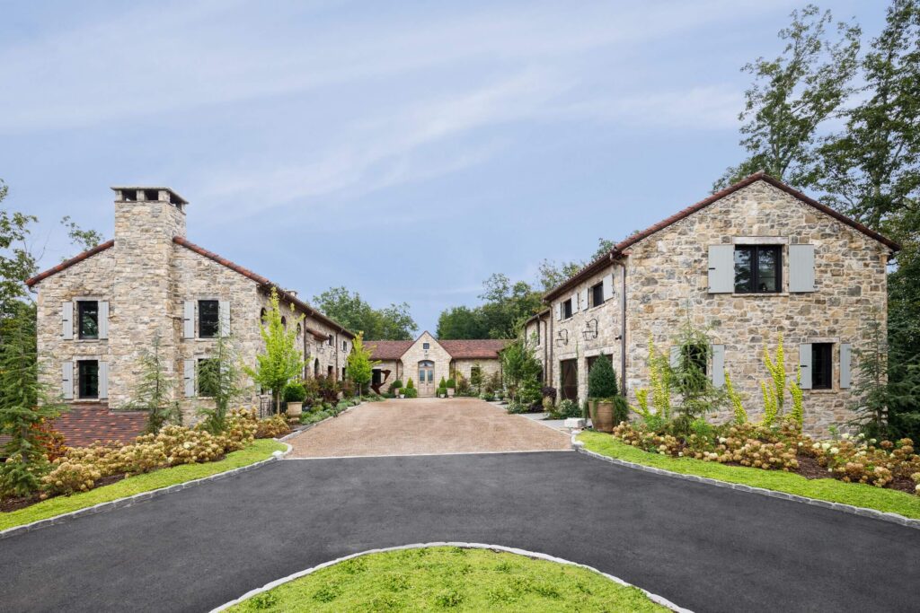 Large stone residence and driveway