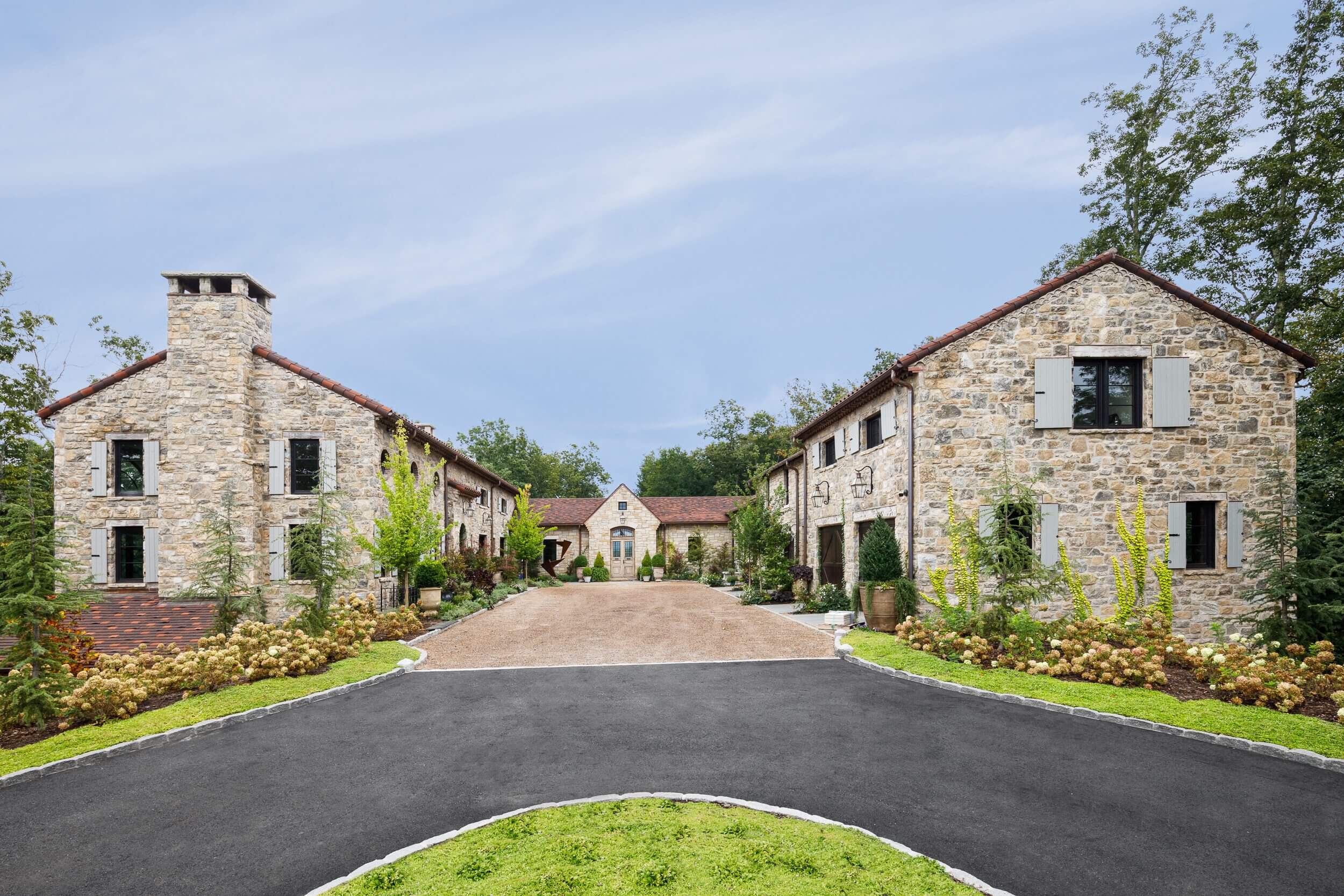 Large stone residence and driveway