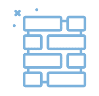 Blue brick wall icon on black background